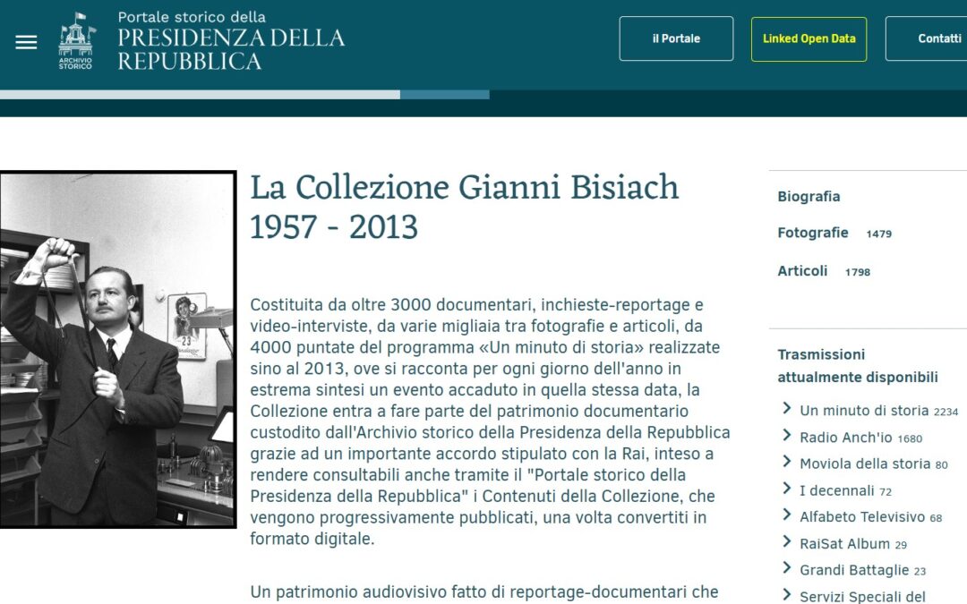Gianni Bisiach,è tutto all’Archivio Storico del Quirinale.